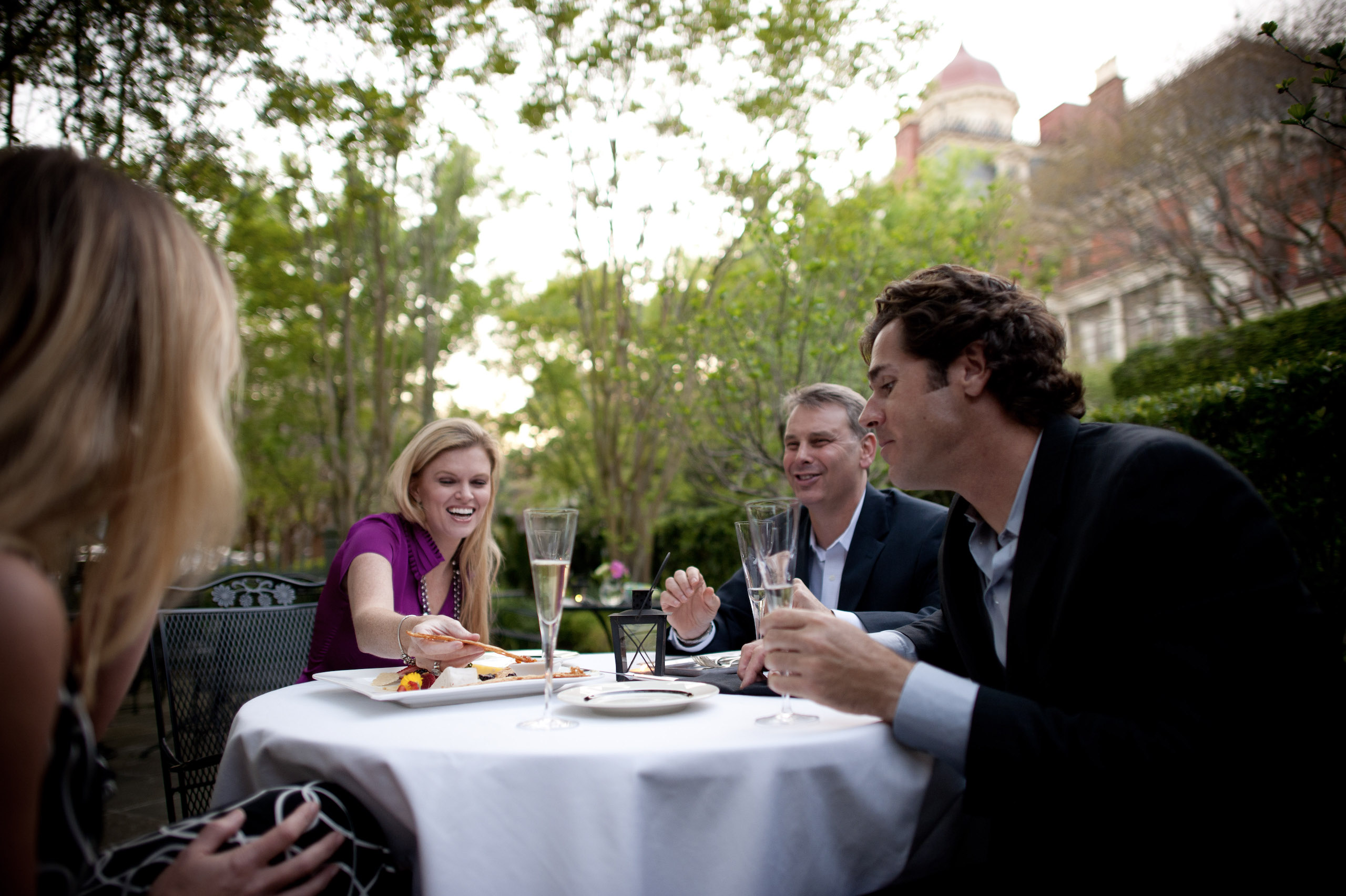 people dining outside